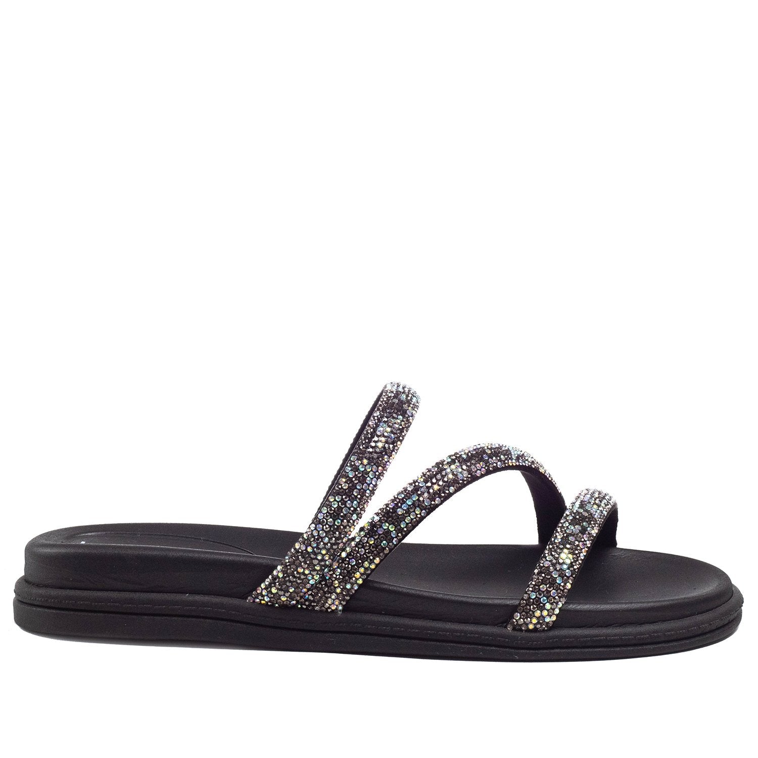 Chinelo Beira Rio Tira Strass  Preto