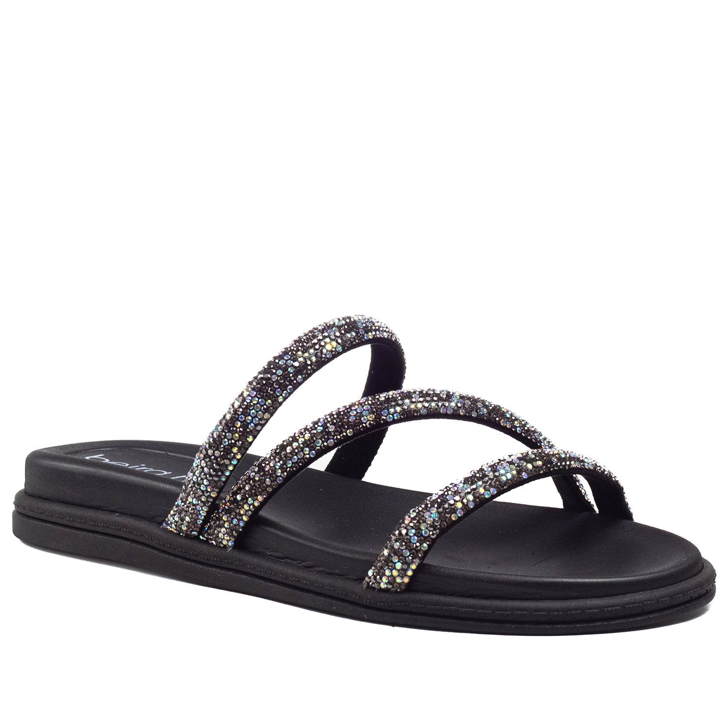 Chinelo Beira Rio Tira Strass  Preto