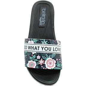 Chinelo Slide Beira Rio Floral  Preto